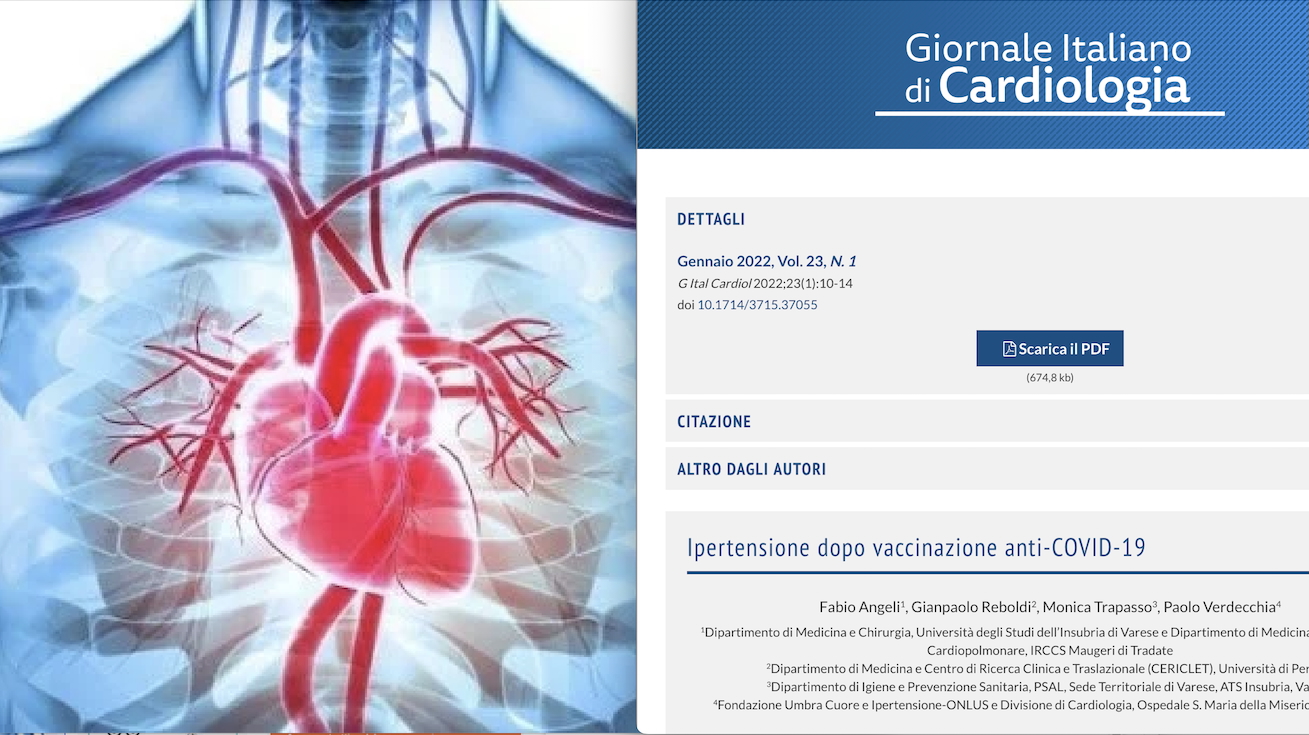 IPERTENSIONE ARTERIOSA: KILLER SILENZIOSO AGGRAVATO DAI VACCINI COVID. Studio di Specialista della Maugeri sul Giornale di Cardiologia